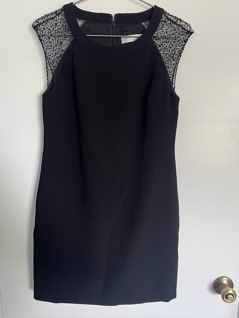 Trina Turk Black Sleeveless Sheath Dress with Embellished Shoulders